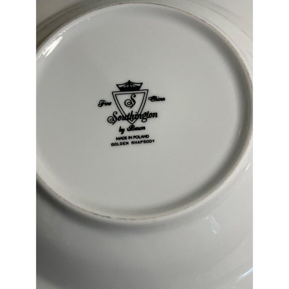 Southington By Baum Fine China Soup Bowls Golden Rhapsody Pattern 8.5"  Poland - Picture 9 of 9